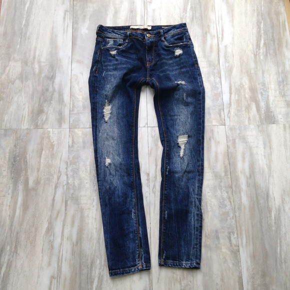 Zara Denim - Zara Premium Wash Trafaluc Distressed Slim Jeans 6